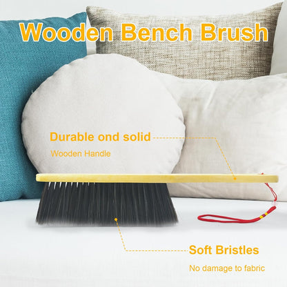 Hand Broom Brush, Dust Brush for Cleaning, Wood Block Hand Brush, Soft Bristle Cleaning Brush for Car Bed Furniture Clothes Garden Couch Draft (Curved Handle)
