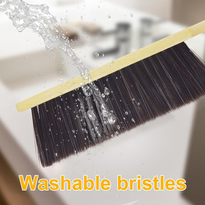Hand Broom Brush, Dust Brush for Cleaning, Wood Block Hand Brush, Soft Bristle Cleaning Brush for Car Bed Furniture Clothes Garden Couch Draft (Curved Handle)