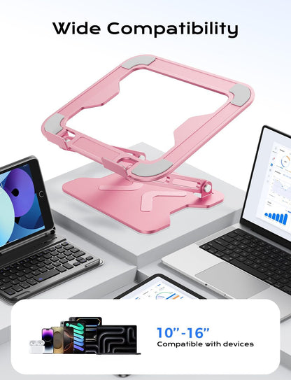Adjustable Laptop Stand for Desk, Metal Foldable Laptop Riser, Pink