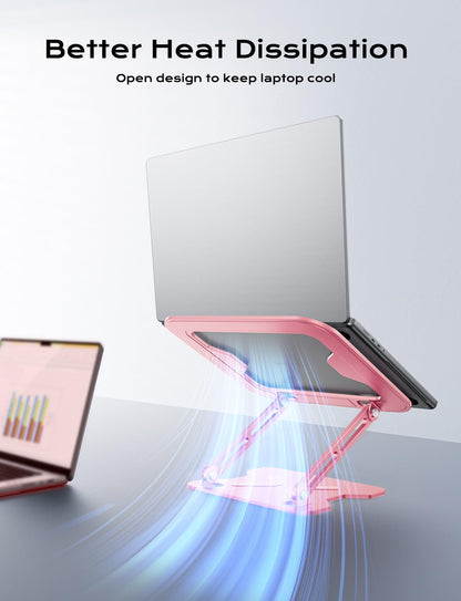 Adjustable Laptop Stand for Desk, Metal Foldable Laptop Riser, Pink
