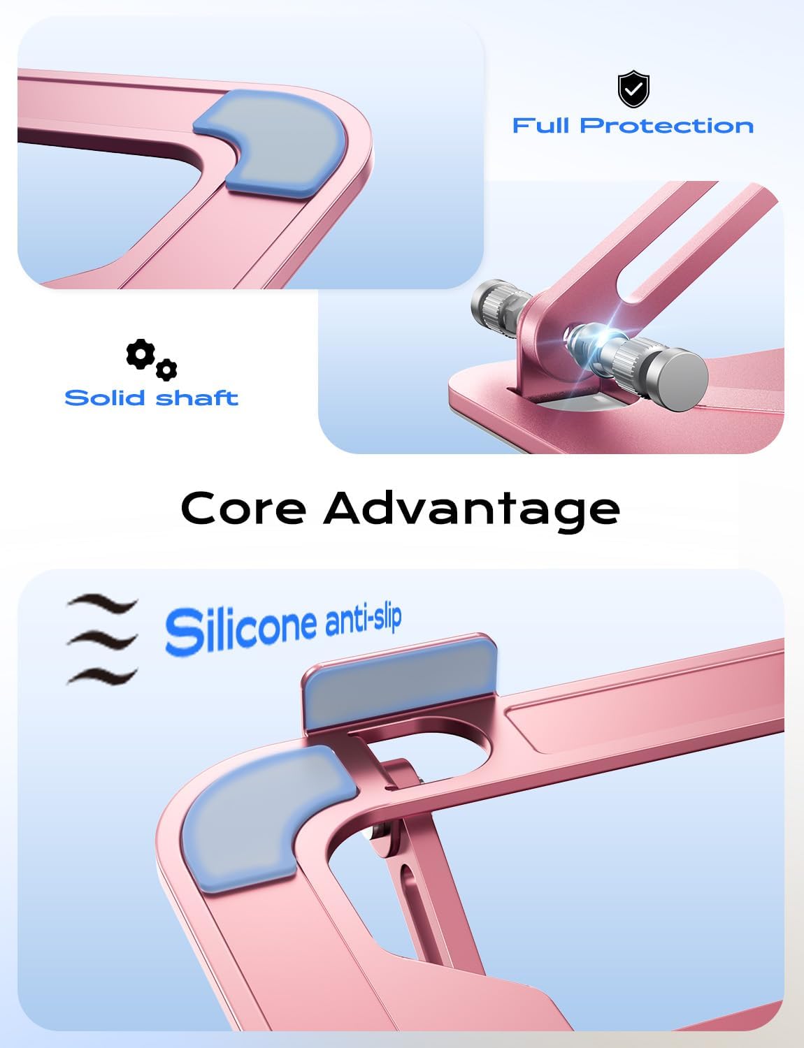 Adjustable Laptop Stand for Desk, Metal Foldable Laptop Riser, Pink