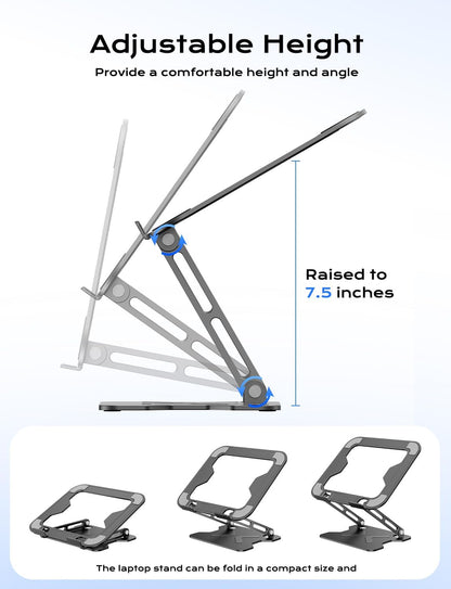Adjustable Laptop Stand for Desk, Metal Foldable Laptop Riser, Pink