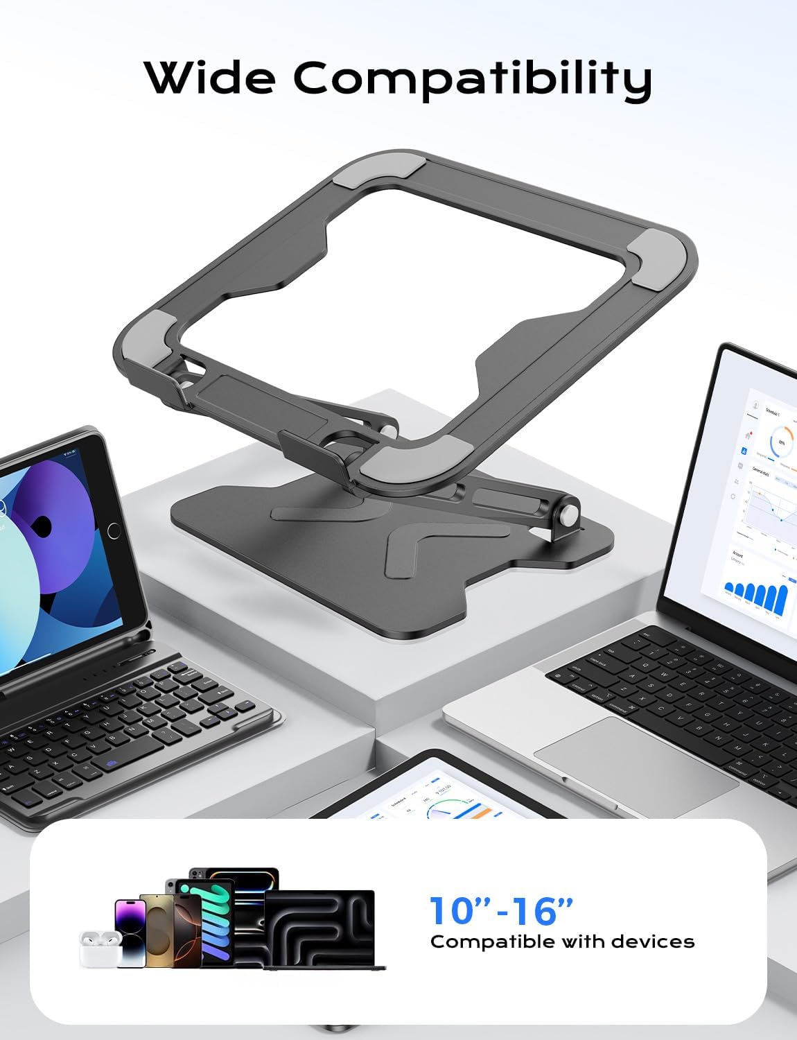Adjustable Laptop Stand for Desk, Metal Foldable Laptop Riser, Pink