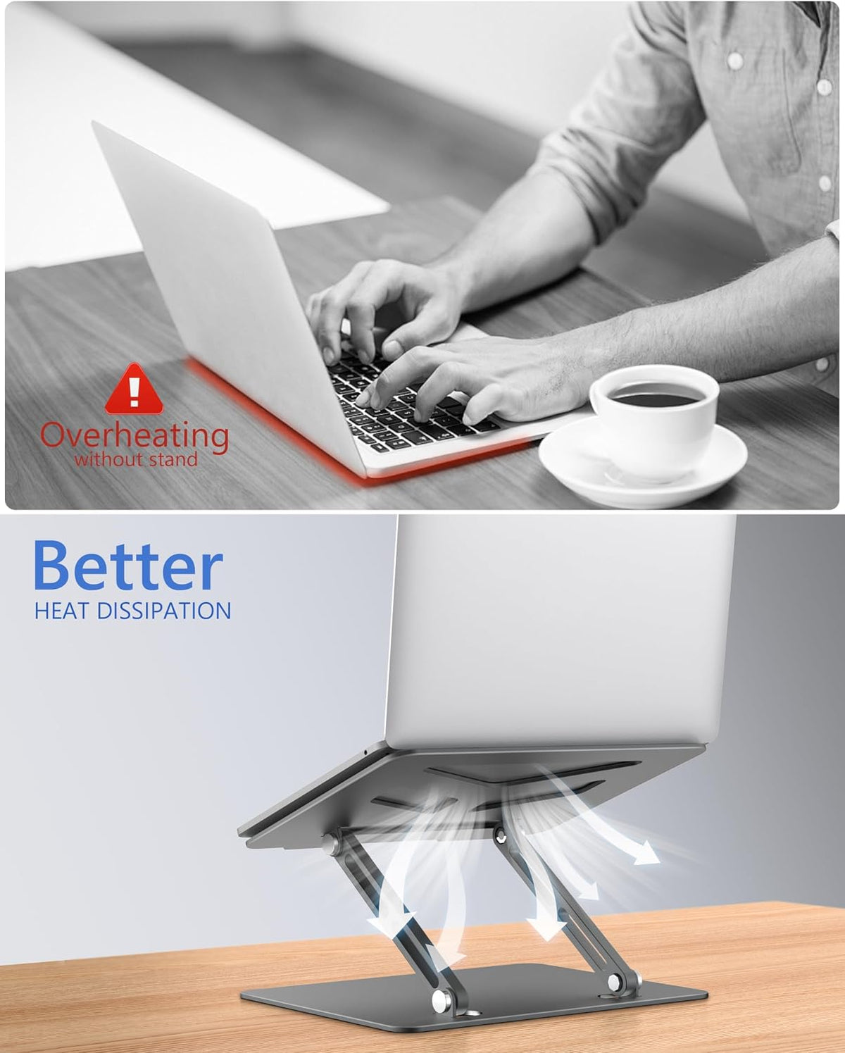 Adjustable Laptop Stand for Desk, Metal Foldable Laptop Riser, Pink