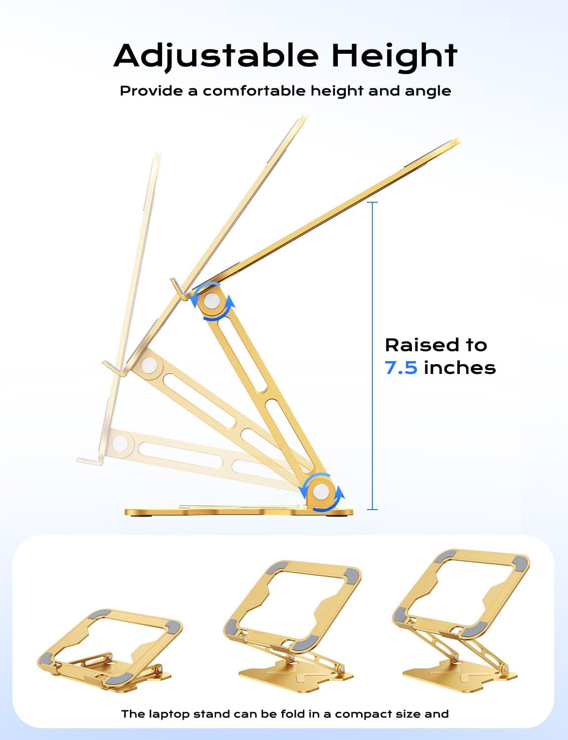 Adjustable Laptop Stand for Desk, Metal Foldable Laptop Riser, Pink