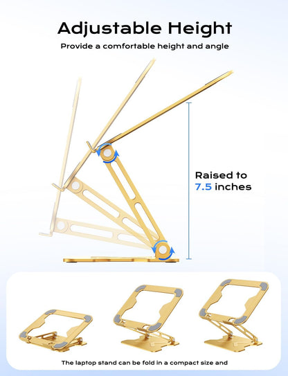 Adjustable Laptop Stand for Desk, Metal Foldable Laptop Riser, Pink