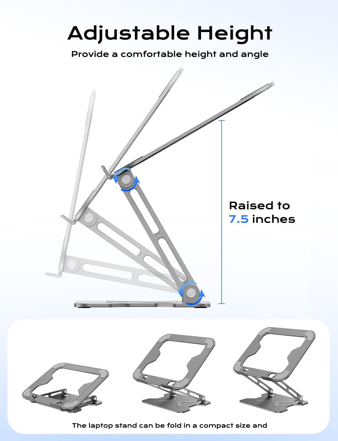 Adjustable Laptop Stand for Desk, Metal Foldable Laptop Riser, Pink