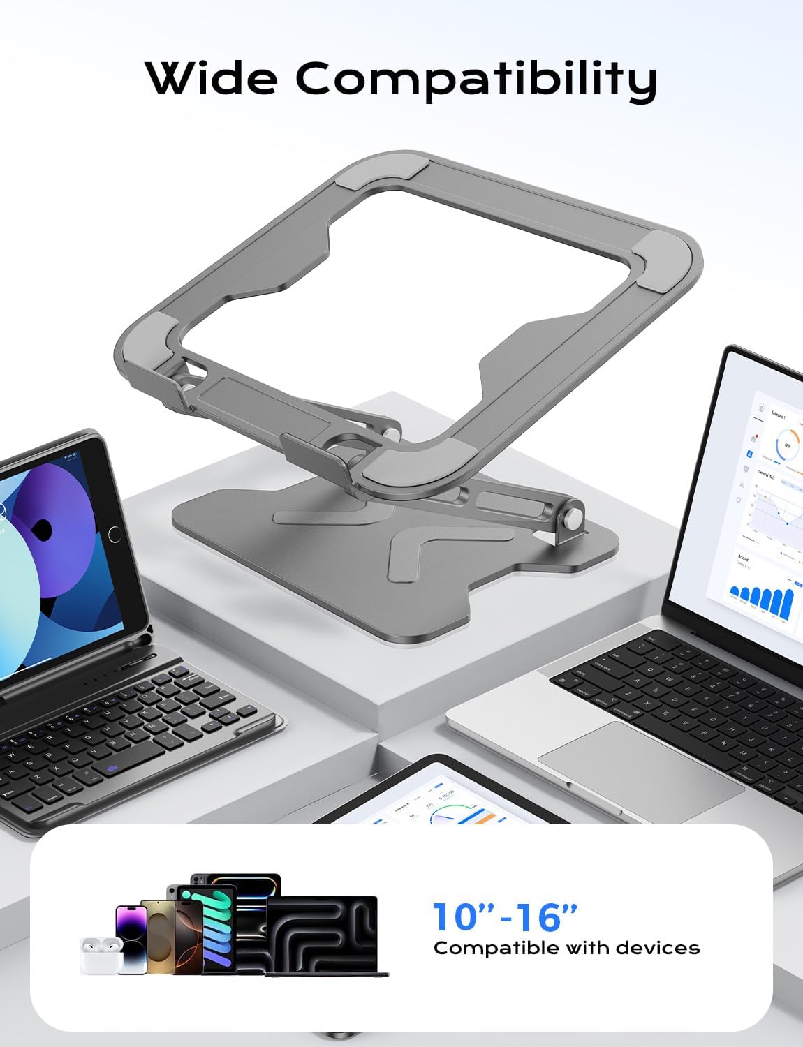 Adjustable Laptop Stand for Desk, Metal Foldable Laptop Riser, Pink