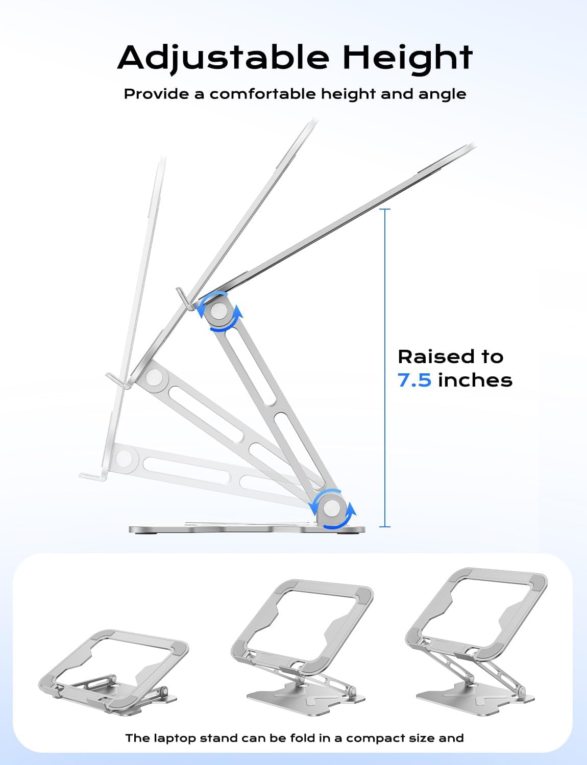 Adjustable Laptop Stand for Desk, Metal Foldable Laptop Riser, Pink