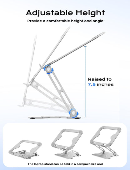 Adjustable Laptop Stand for Desk, Metal Foldable Laptop Riser, Pink