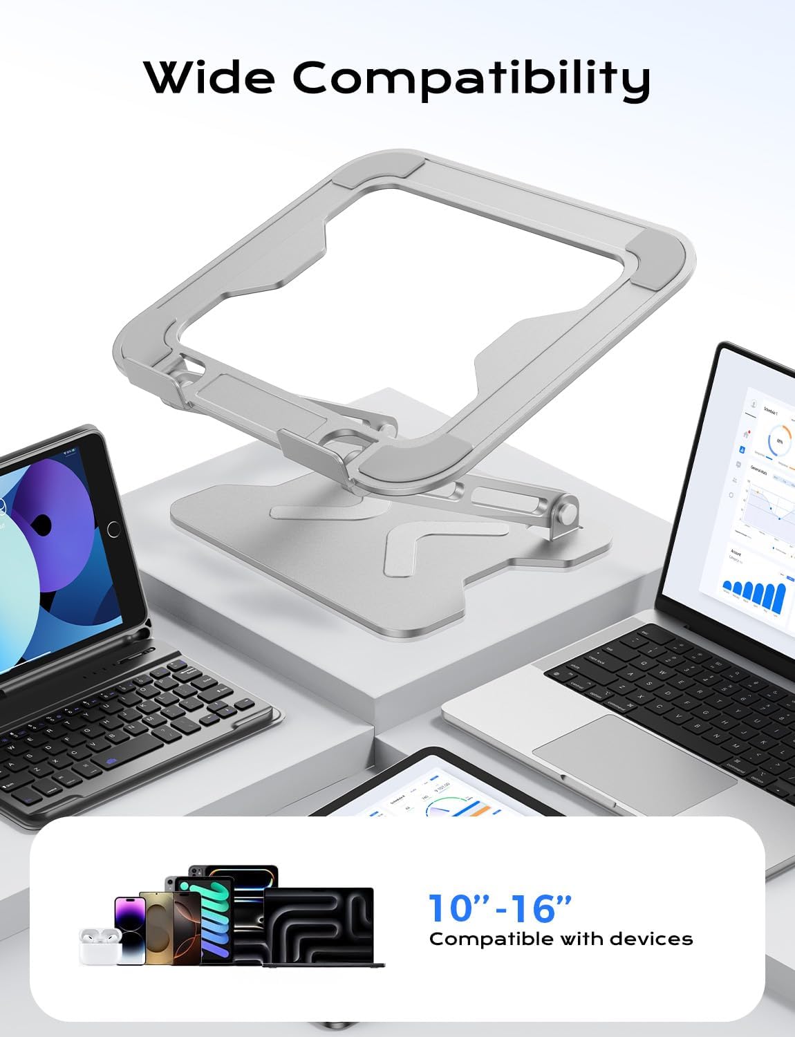 Adjustable Laptop Stand for Desk, Metal Foldable Laptop Riser, Pink