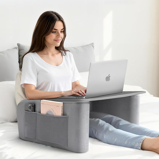 Wooden Lap Desk Pillow for Laptop with Arm Rests for Bed & Couch