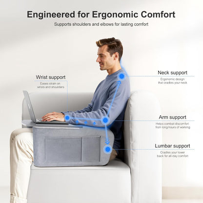 Wooden Lap Desk Pillow for Laptop with Arm Rests for Bed & Couch