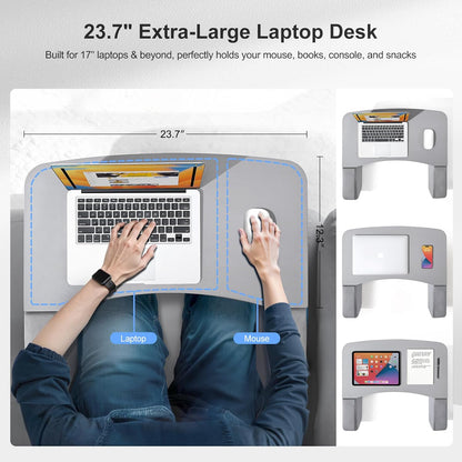Wooden Lap Desk Pillow for Laptop with Arm Rests for Bed & Couch