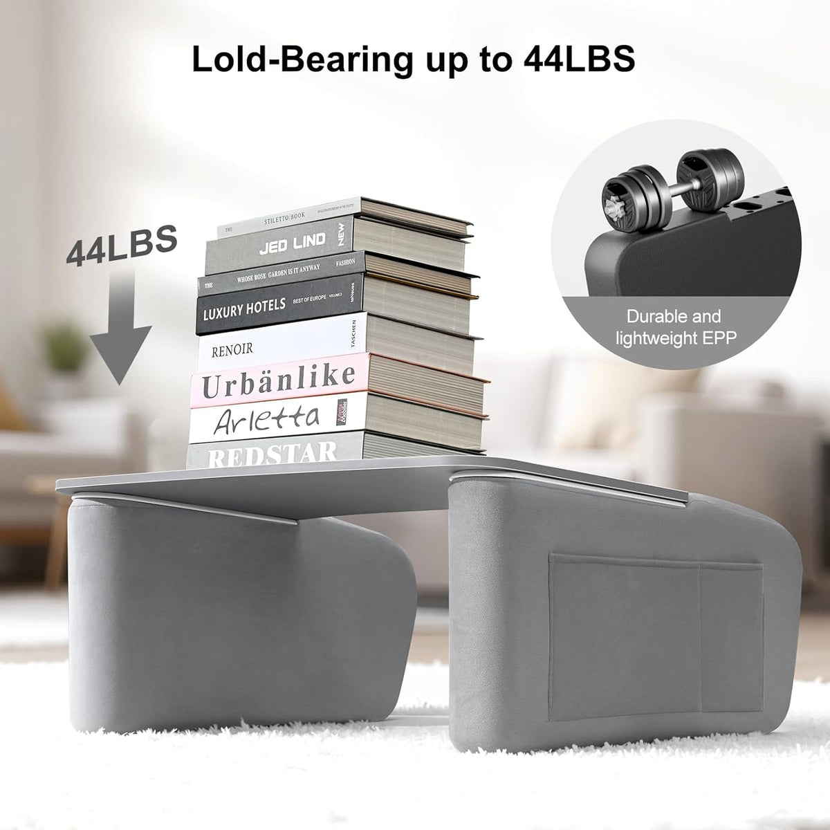 Wooden Lap Desk Pillow for Laptop with Arm Rests for Bed & Couch