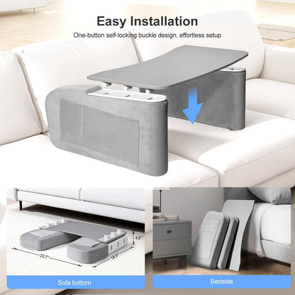 Wooden Lap Desk Pillow for Laptop with Arm Rests for Bed & Couch