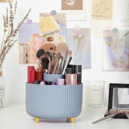 360 Rotating Plastic Desk Pen Organizer with 5 Slots, Dual-Purpose Art Supply Pencil Cup for Office, School, Home