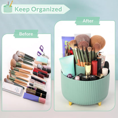 360 Rotating Plastic Desk Pen Organizer with 5 Slots, Dual-Purpose Art Supply Pencil Cup for Office, School, Home