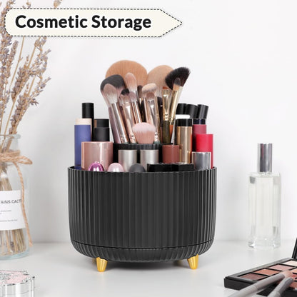 360 Rotating Plastic Desk Pen Organizer with 5 Slots, Dual-Purpose Art Supply Pencil Cup for Office, School, Home