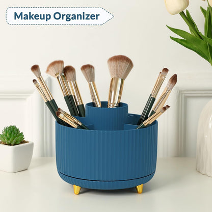 360 Rotating Plastic Desk Pen Organizer with 5 Slots, Dual-Purpose Art Supply Pencil Cup for Office, School, Home