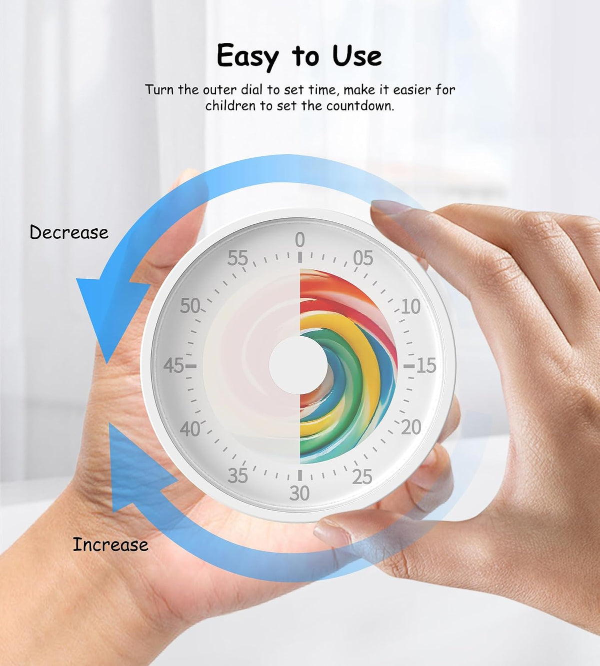 Visual Timer Kids 60 Minute Countdown, Non-Ticking Classroom Timer