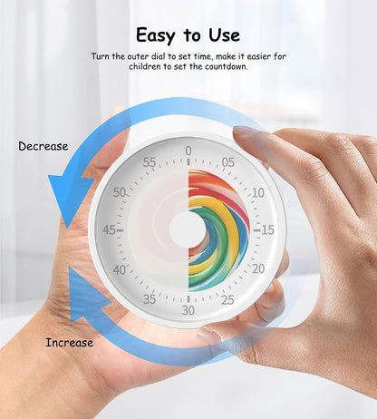 Visual Timer Kids 60 Minute Countdown, Non-Ticking Classroom Timer