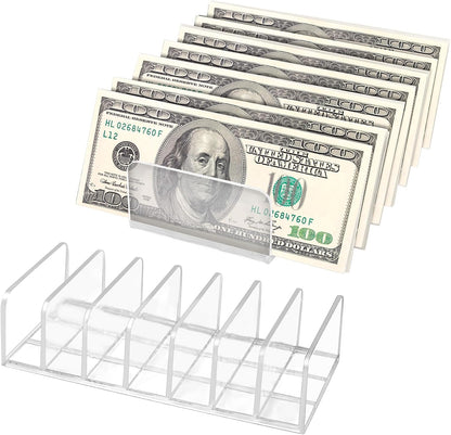 2 Packs Acrylic Mail Organizer Plastic Desk Cash Tray,7 Section Divided Vanity Organize Holder Vertical Letter Sorter for Desktop, Bill, Document, Notebook