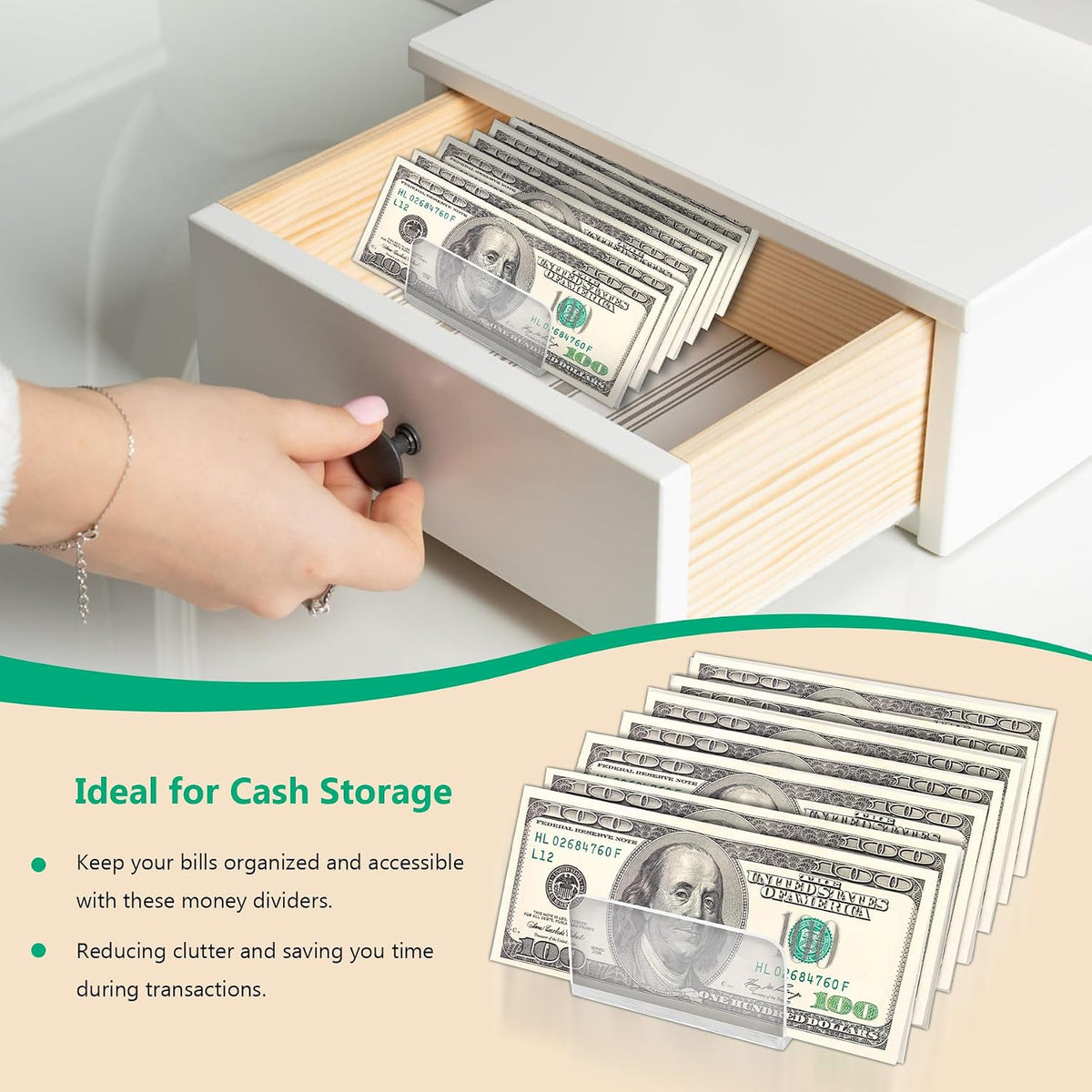 2 Packs Acrylic Mail Organizer Plastic Desk Cash Tray,7 Section Divided Vanity Organize Holder Vertical Letter Sorter for Desktop, Bill, Document, Notebook