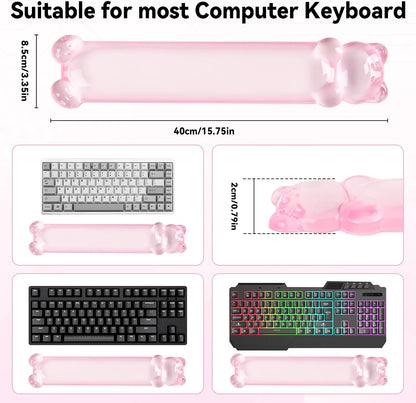 Clear Gel Keyboard Wrist Rest, Pink Bear-Shape Wrist Rest