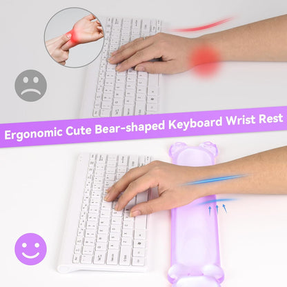 Clear Gel Keyboard Wrist Rest, Pink Bear-Shape Wrist Rest