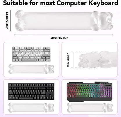 Clear Gel Keyboard Wrist Rest, Pink Bear-Shape Wrist Rest