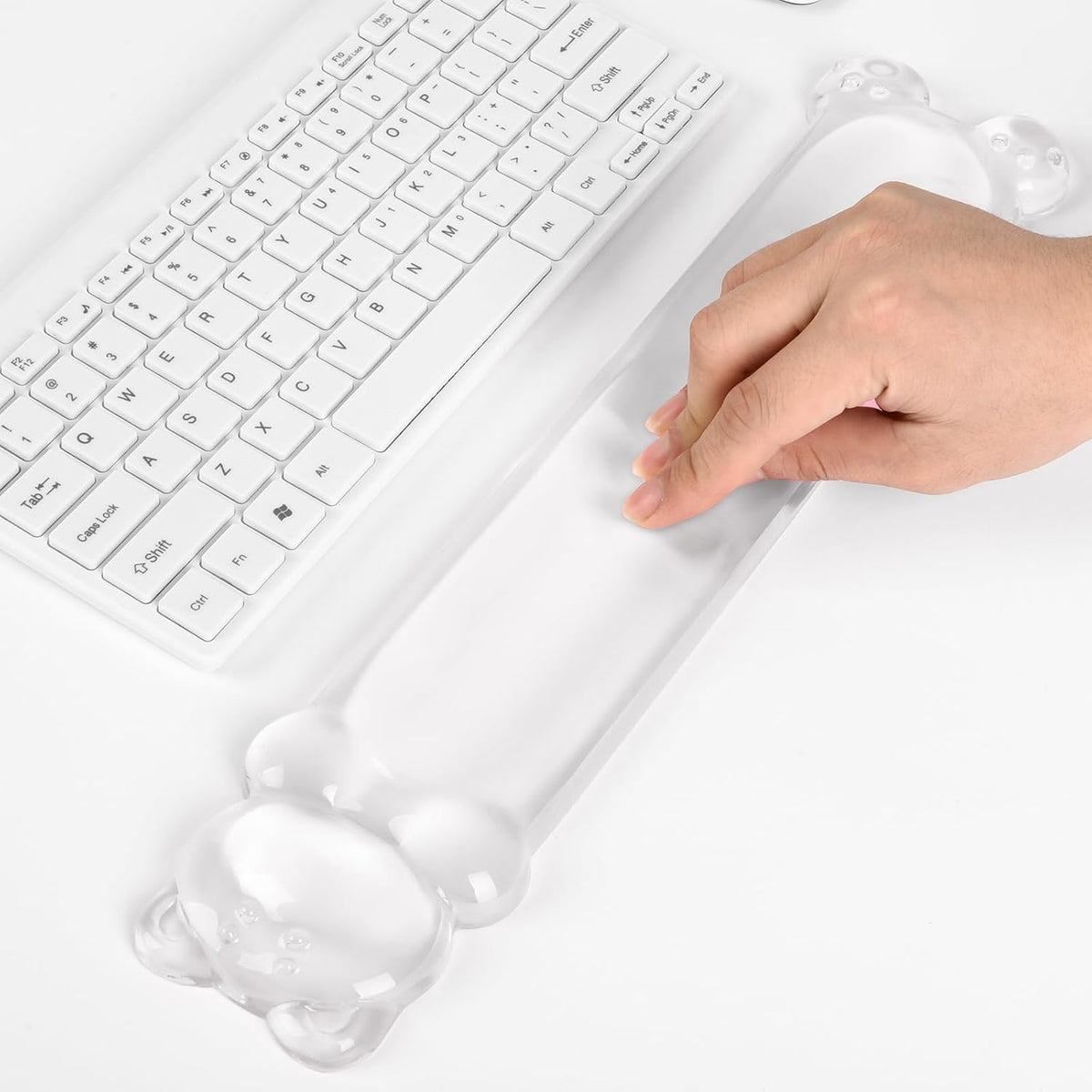 Clear Gel Keyboard Wrist Rest, Pink Bear-Shape Wrist Rest