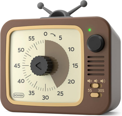 LIORQUE Visual Timer for Kids with Pause, 60 Minute Countdown Timer, Brown
