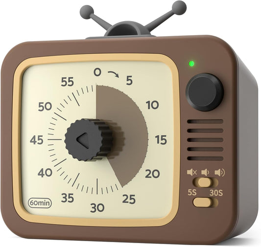 LIORQUE Visual Timer for Kids with Pause, 60 Minute Countdown Timer, Brown