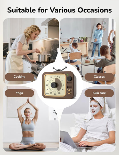 LIORQUE Visual Timer for Kids with Pause, 60 Minute Countdown Timer, Brown