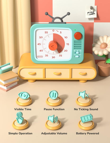 LIORQUE Visual Timer for Kids with Pause, 60 Minute Countdown Timer, Brown