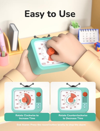 LIORQUE Visual Timer for Kids with Pause, 60 Minute Countdown Timer, Brown