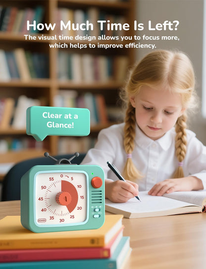 LIORQUE Visual Timer for Kids with Pause, 60 Minute Countdown Timer, Brown
