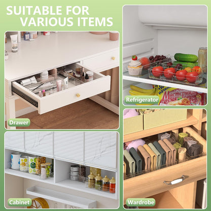 4-in-1 Expandable Drawer Organizer Set, Adjustable Clear Bins