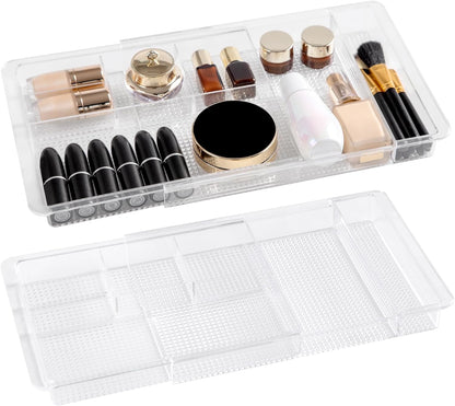 Expandable Shallow Vanity Plastic Makeup Drawer Organizers