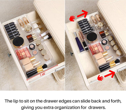 Expandable Shallow Vanity Plastic Makeup Drawer Organizers