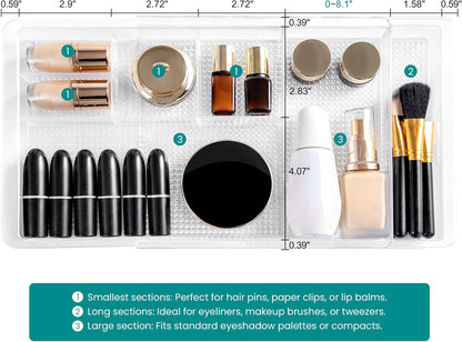 Expandable Shallow Vanity Plastic Makeup Drawer Organizers
