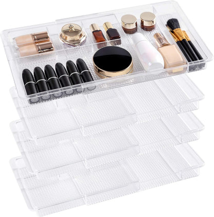 Expandable Shallow Vanity Plastic Makeup Drawer Organizers