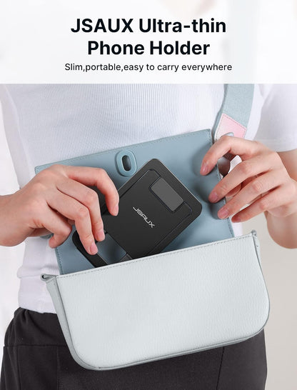Fold-Flat Cell Phone Stand, Adjustable Desk Holder-Gray