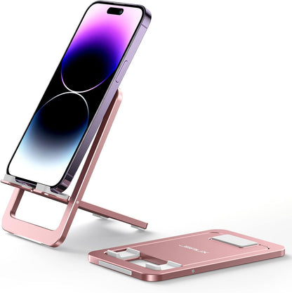 Fold-Flat Cell Phone Stand, Adjustable Desk Holder-Gray