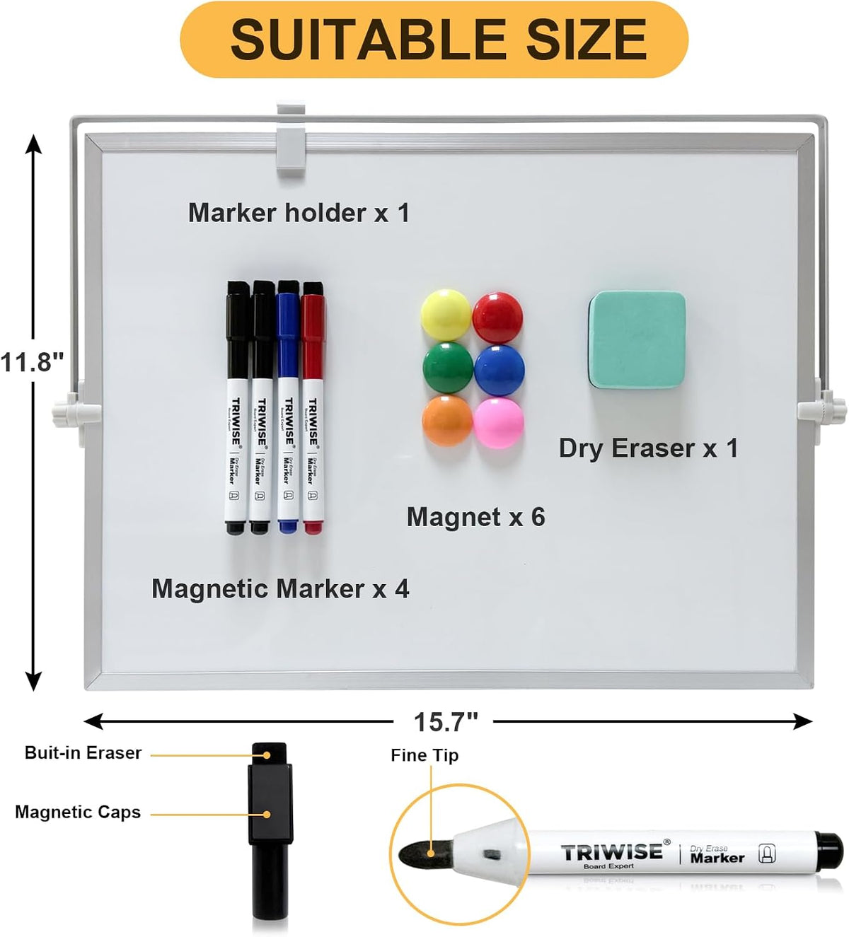 Monthly Calendar Dry Erase Board 16"x12",Desktop White Board with Stand,Magnetic Double-Sided Whiteboard for Planning,Drawing,Memo,to Do List,Office,School,Home,Kitchen,Desk