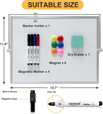 Monthly Calendar Dry Erase Board 16"x12",Desktop White Board with Stand,Magnetic Double-Sided Whiteboard for Planning,Drawing,Memo,to Do List,Office,School,Home,Kitchen,Desk