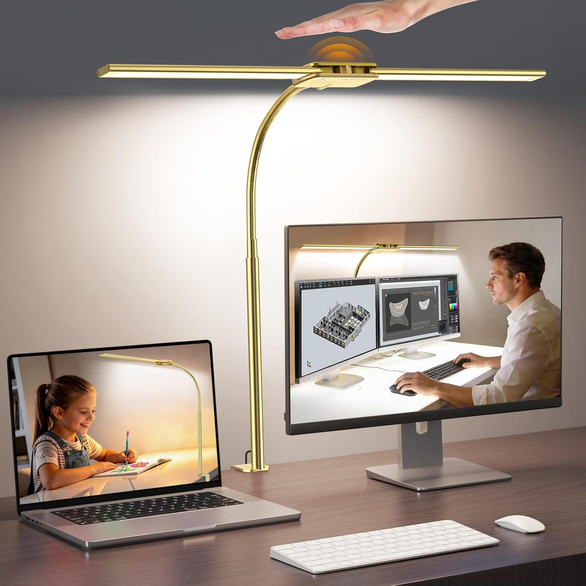 LED Desk Lamp for Home Office, 18W 2000LM Dual Head Architect Lamp