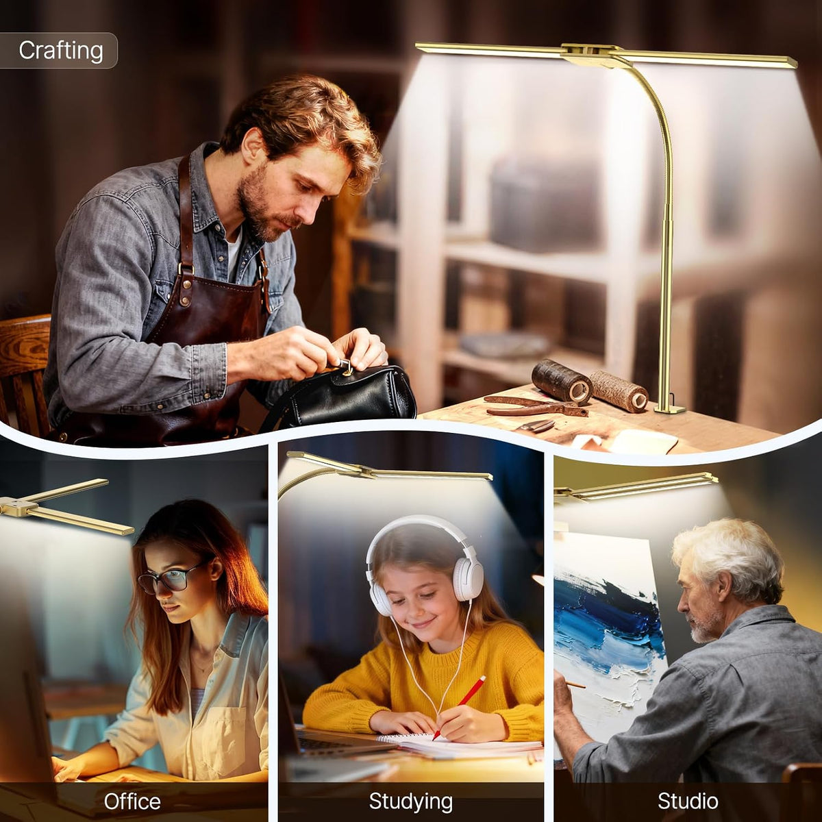 LED Desk Lamp for Home Office, 18W 2000LM Dual Head Architect Lamp