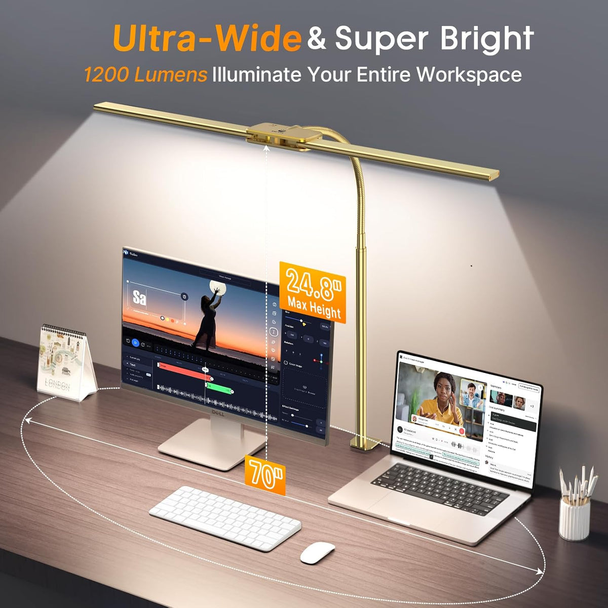 LED Desk Lamp for Home Office, 18W 2000LM Dual Head Architect Lamp